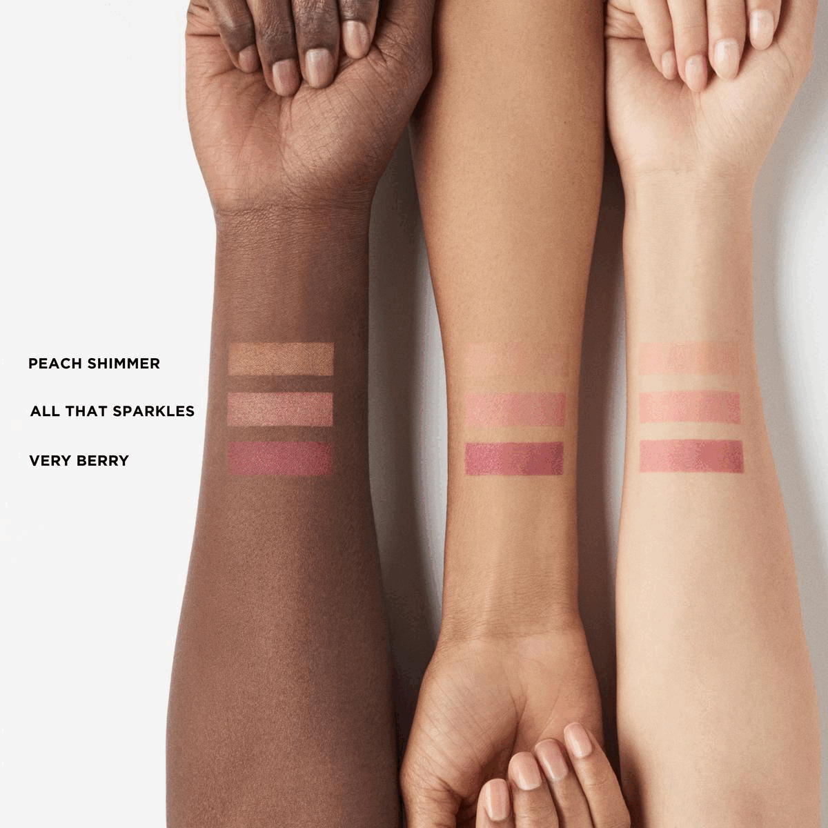 Image 1, swatch imagery. Image 2, difference between the blushes. Image 3, rose glow pearl blend
