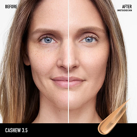 Image 1 - A close-up of a womans face split in two, showing the left side labeled BEFORE with visible freckles and texture, and the right side labeled AFTER UNTOUCHED SKIN appearing smoother and more even-toned, with a color brush stroke labeled CASHEW 3.5 at the bottom.
              Image 2 - Four arms of different skin tones display a range of makeup shades with corresponding names and numbers listed beside each shade; the shades include Opal 01, Vanilla 02, Birch 1.5, Buttercream 03, Natural Pecan 05, Suede 04, Ginger 06, Wheat 4.5, Bamboo 5.5, Dune 7.5, Tan Amber 07, Desert 6.5, Spice 08, Terra 8.5, Mahogany 11.5, Cedar 11, Cinnamon 10.5, Sienna 10, and Chestnut 09.
              Image 3 - An image of a tube of bareMinerals Complexion Rescue tinted moisturizer, with a creamy swatch beside it, includes the text Clinically Proven, boosts skins hydration by 215% in just 1 week, provides 24-hour hydration, and 100% of people saw improvement in their skin texture in just 1 week.
              Image 4 - Image features three panels: the first shows a clear droplet with bubbles, labeled helps replenish and boost skins moisture, Hyaluronic Acid; the second displays a branch with green olives, labeled quenches skin with all-day hydration, Olive-derived Squalane; the third presents a blue mineral, labeled helps protect from damaging UVA and UVB rays, Mineral-based Sunscreen.
              Image 5 - Image shows two tubes of tinted moisturizer from bareMinerals, one in a beige tube labeled Complexion Rescue with a natural radiant finish, boosts hydration, has mineral-based SPF 30, and is best for combination and dry skin, and the other in a black tube labeled Complexion Rescue Natural Matte with a natural matte finish, controls oil, also has mineral-based SPF 30, and is best for combination and oily skin.
              Image 6 - Image showing a grid of 12 faces representing different shades of a tinted moisturizer with hyaluronic acid and mineral SPF 30, categorized by undertones: cool, neutral, and warm, along with text describing each shade and undertone.