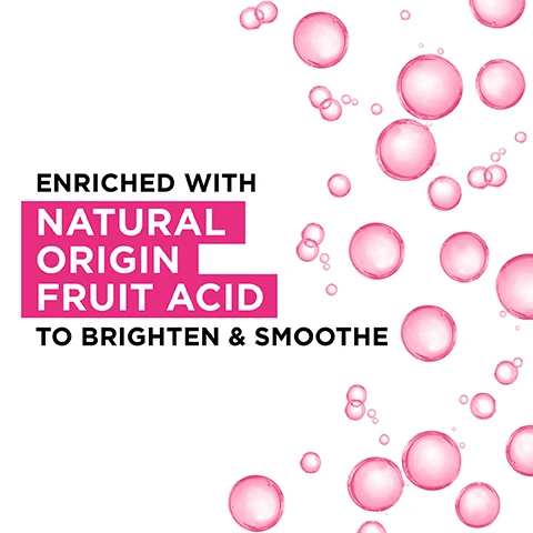 Image 1, enriched with natural origin fruit acid to brighten and soothe. image 2, step 1, step 2, step 3, step 4.