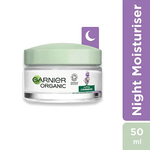 Image 1, night moisturiser 50ml. Image 2, soothing lavandin anti aging day care, smooth and glow facial oil, anti age eye care, anti age sleeping cream