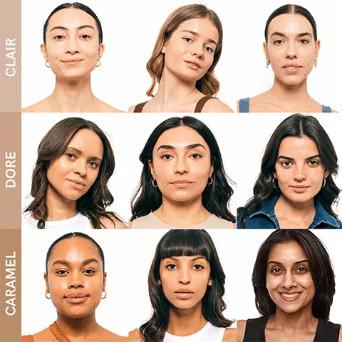 Caramel. Clair. Dore. Bare Skin. After CC Cream. Unretouched Skins.