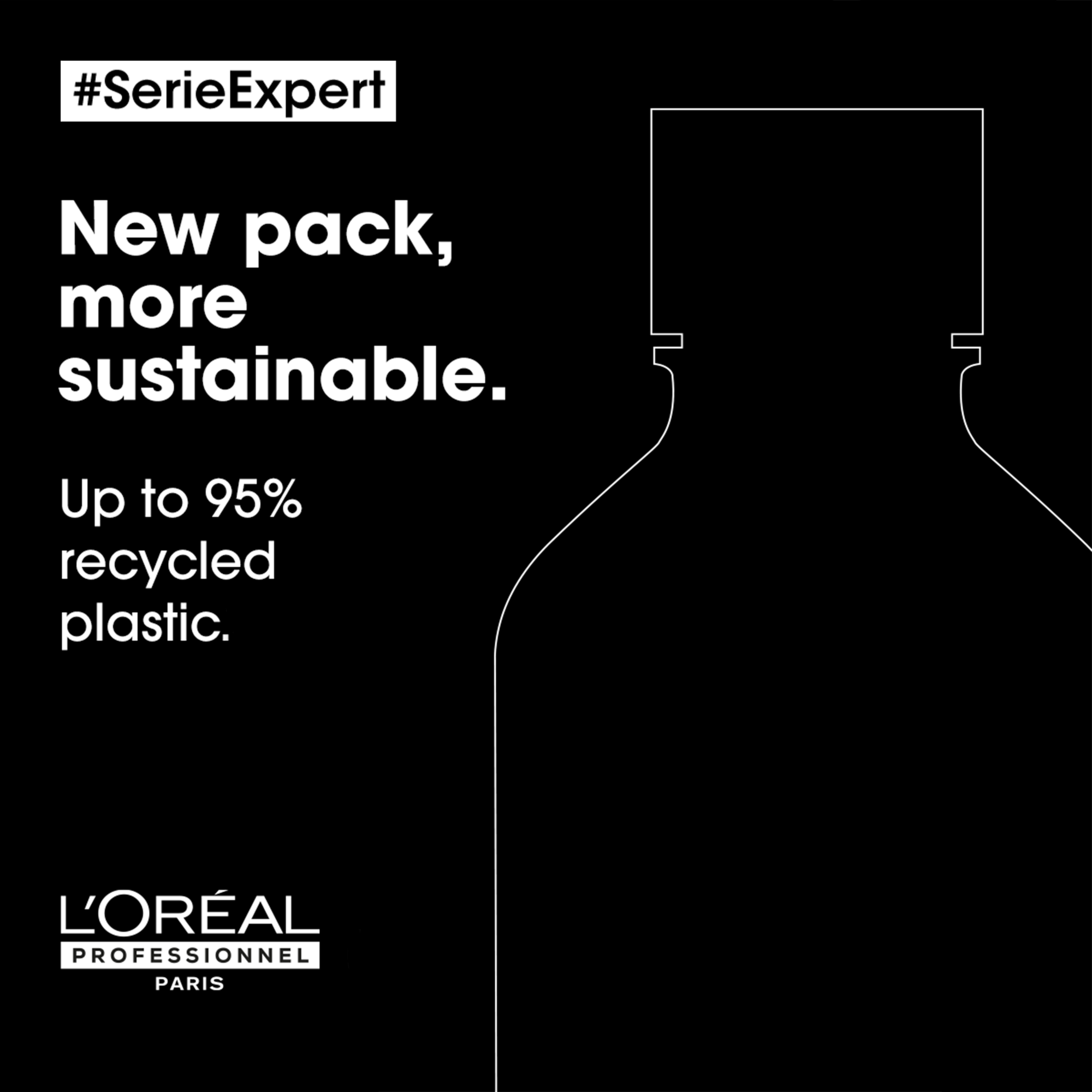 New pack, more sustainable. up to 95% recycled plastic