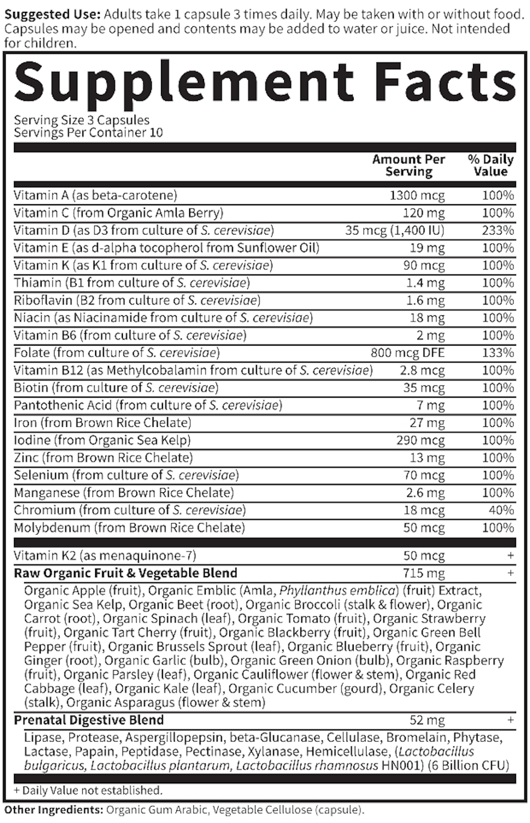 Vitamin Code Raw Prénatal 90 gélules Garden of Life FR