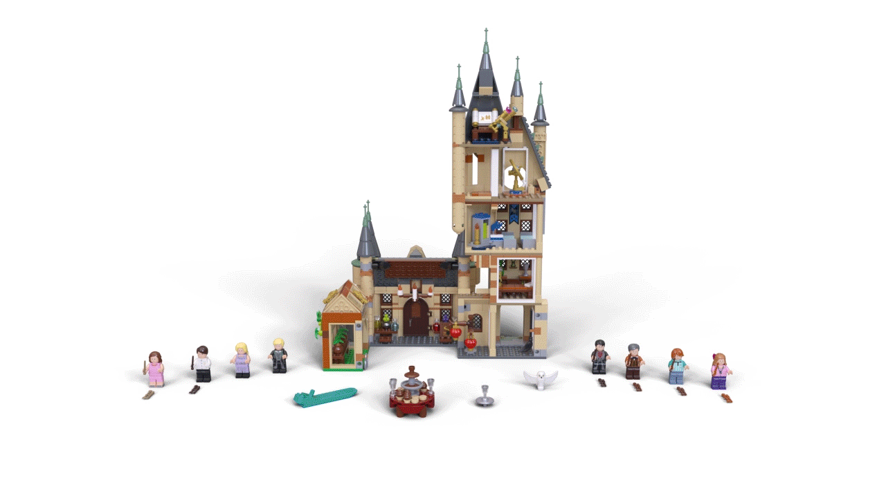 LEGO Harry Potter Hogwarts Astronomy Tower (75969) building set features a collectible toy brick castle filled to the turrets with iconic locations