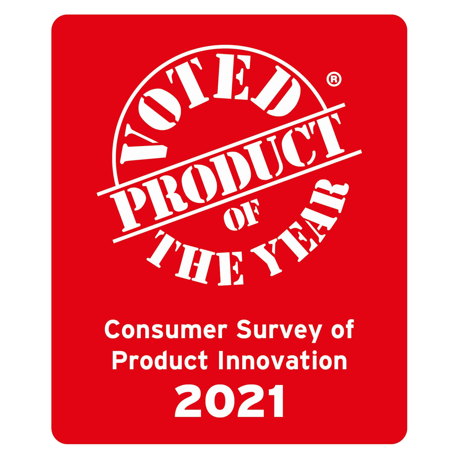 VOTED PRODUCT OF THE YEARConsumer Survey of Product Innovation2021 LOGO