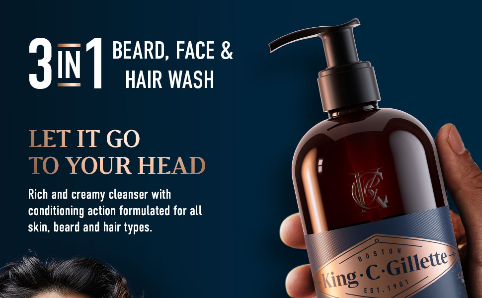 BEARD, FACE & HAIR WASH LET IT GO TO YOUR HEAD Rich and creamy cleanser with conditioning action formulated for all skin, beard and hair types.