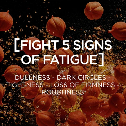 Image 1 - Small orange berries or seeds surrounded by bubbles against a dark background with the text [FIGHT 5 SIGNS OF FATIGUE] DULLNESS - DARK CIRCLES - TIGHTNESS - LOSS OF FIRMNESS - ROUGHNESS. Image 2 - Image shows many small orange objects surrounded by bubbles on a dark background with the text [FIGHT 5 SIGNS OF FATIGUE] DULLNESS - DARK CIRCLES - TIGHTNESS - LOSS OF FIRMNESS - ROUGHNESS. Image 3 - Four LOréal Men Expert Hydra Energetic products are displayed in a numbered routine labeled 1 Shower LOréal Men Expert XL Size Hydra Energetic Wake Up Effect Taurine Shower 100MG Body Face Hair 300ml, 2 Cleanse LOréal Paris Men Expert New Hydra Energetic Wake-Up Effect Face Wash Deep Cleanse Wakes Up The Skin Guarana Vitamin C, 3 Treat LOréal Men Expert Hydra Energetic Yeux Eyes, and 4 Moisturise LOréal Paris Men Expert Hydra Energetic 24H Anti-Fatigue Moisturiser 5 Actions To Fight Daily Fatigue Guarana Vitamin C. Image 4 - Image shows two small bottles of LOréal Men Expert Hydra Energetic Anti-Fatigue Daily Moisturiser 5 Actions next to one large LOréal Men Expert Hydra Energetic 24h Anti-Fatigue Moisturiser 100ml 5 Actions To Fight Daily Fatigue Guarana + Vitamin C bottle, with text below stating 2X HYDRA ENERGETIC ORIGINAL equals HYDRA ENERGETIC MOISTURISER 100ML. Image 5 - The image shows four LOréal Men Expert Hydra Energetic products numbered 1 through 4 with the text 1 SHOWER Hydra Energetic Wake Up Effect Taurine Shower 2 CLEANSE New Hydra Energetic Wake-Up Effect Face Wash 3 TREAT Hydra Energetic Eyes/Yeux 4 MOISTURISE Hydra Energetic 24h Anti-Fatigue Moisturiser.