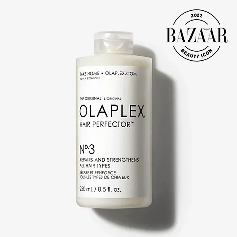 Image 12022 bazaar beauty icon. Image 2, patented olaplex bonf building technology, rebuilds broken disulfide bonds. Image 3, the environment comes first, together with our updated carbon negative footprint from 2015-2021. we eliminated 35mm pounds of GHG from being emitted to the environment. we save 44k gallons of water from being wasted. we protect 57mm trees from being deforested. Image 4, hair cuticle before and after.