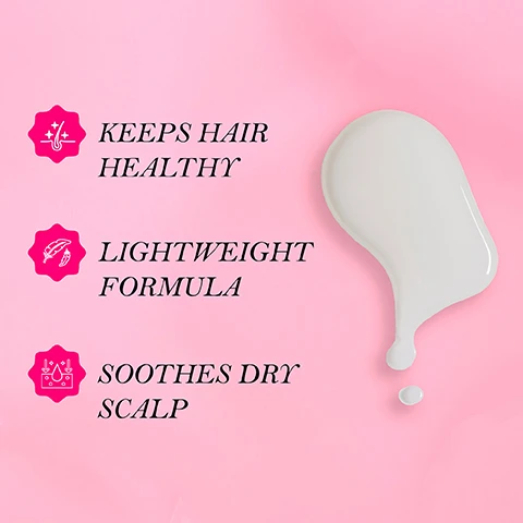 Image 3 - An image of a white cream droplet on a pink background with three bullet points that read KEEPS HAIR HEALTHY, LIGHTWEIGHT FORMULA, and SOOTHES DRY SCALP.
              Image 4 - A bottle of Mielle Mint Almond Oil is centered on a bright pink background, with visible text that includes HOW TO USE, To add protection and sheen apply a small amount into palm of hands and massage directly on scalp, Hair can be wet or dry, and Apply as needed.