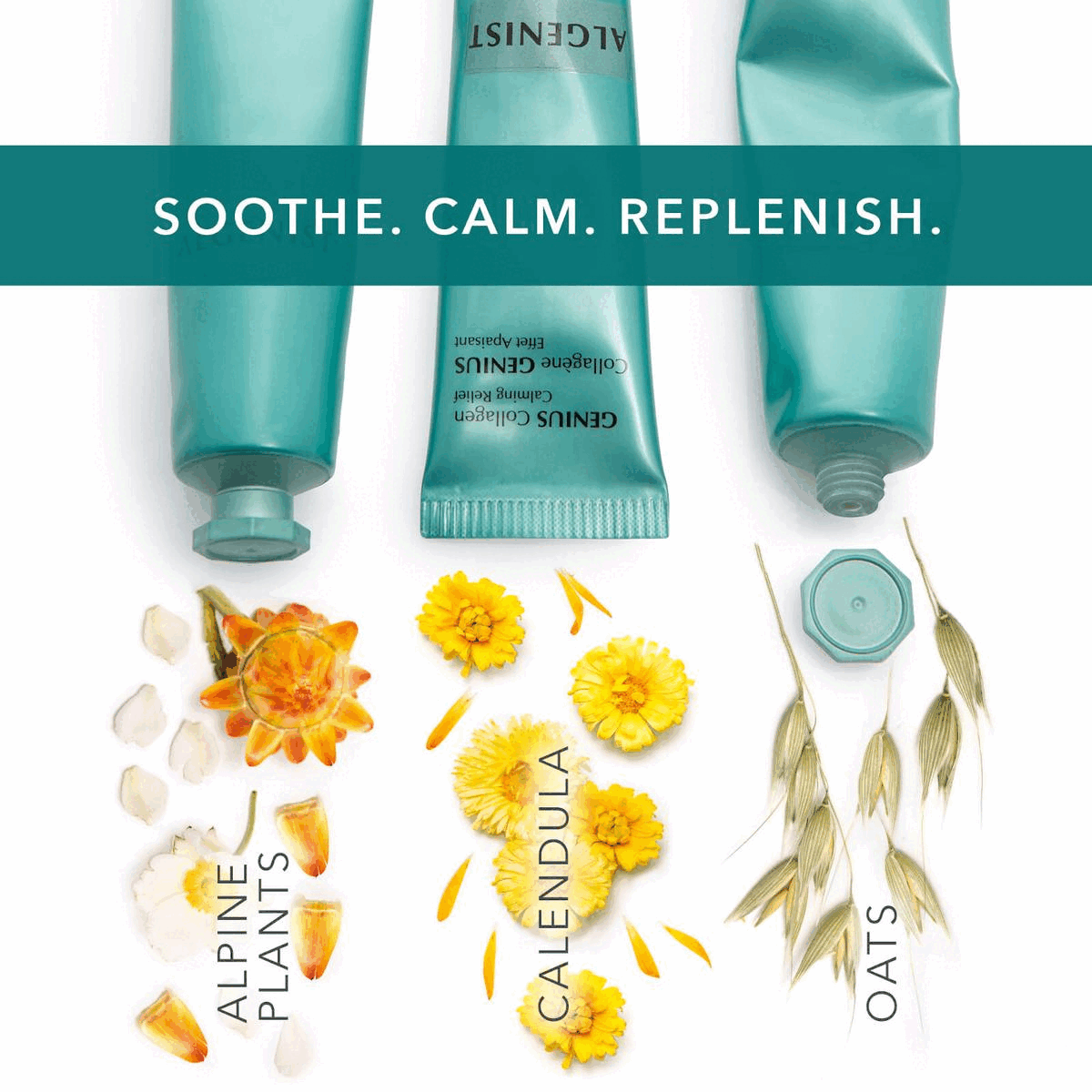 Image 1-Soothe.Calm.Replenish. Image 2- Benefits of the product
