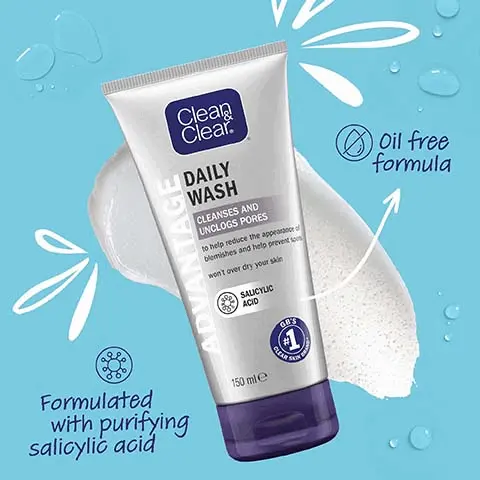 Image 1, formulated with purifying salicylic acid, oil free formula. Image 2, unblocks pores, removes trapped dirt and dead skin cells, won't overdry your skin. Image 3, new packaging same great formula. old pack