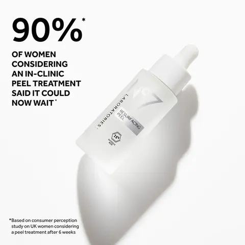 90%*OF WOMEN CONSIDERING AN IN-CLINICPEEL TREATMENTSAID IT COULD NOW WAIT*LABORATORIESRESURFACING7PEEL15%GLYCOLICACID*Based on consumer perception study on UK women considering a peel treatment after 6 weeks. I'VE USED THIS OVER THE PAST WEEK AND WOW! AFTER 3 USES, MY SKIN IS ALREADY LOOKING CLEARER AND MORE RADIANTNo7 Customer ReviewNORESURFACINGPEELLABORATORIES+15%GLYCOLICACID