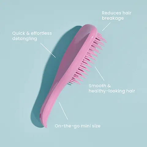 Image 1, Quick & effortless detangling Reduces hair breakage Smooth & healthy-looking hair On-the-go mini size Image 2, ﻿ 15.5 22.1 23.6 cm cm cm 5.3 cm The Ultimate Detangler Mini Great for small hands 6.6 cm The Ultimate Detangler 7.9 cm The Ultimate Detangler Large Great for Thick & Curly Hair Types