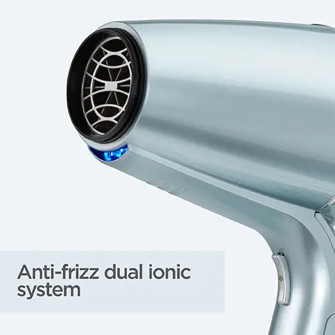 Image 1, anti frizz dual ionic system. Image 2, 2100W Advanced airflow technology. Image 3, 6 setting combination.