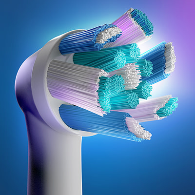 The image shows how some bristles are longer than others, for full coverage