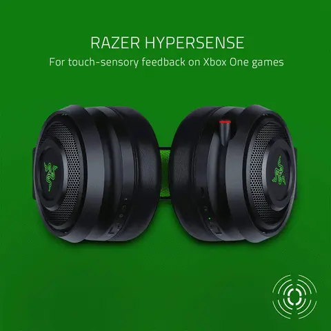 Razer Hypersense, For touch-sensory feedback on Xbox One Games. Cooling Gel-Infused Oval Ear Cushions to reduce heat build up. Direct Xbox One connectivity for a dongle free high speed connection