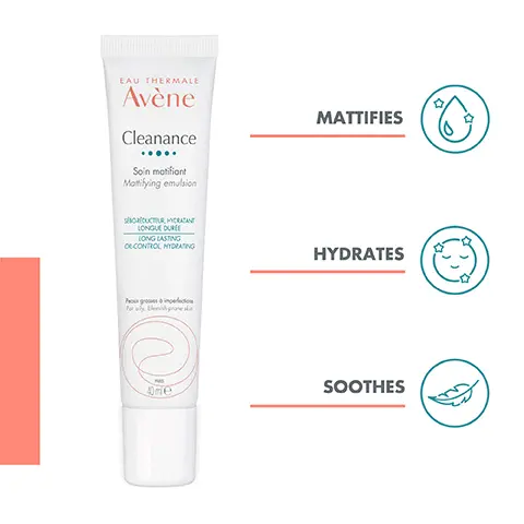 Image 1, ﻿ EAU THERMALE Avène Cleanance Soin matifiant Mattifying emulsion MATTIFIES SBORUCTUR, MYCRATANT LONGUE DURE LONG LASTING OL CONTROL, HYDRATING HYDRATES Po For grosses à imperfection blemishesin @ 40-e SOOTHES Image 2, ﻿ 400ml CAU THEEMALE Avène Cleanance Cele Cleansing LAU THERMALE Avène Eau Thermale Thermal Spring Wat EAU THERMALE Avène Cleanance Simon 7 CLEANSE CLEANANCE CLEANSING GEL SOOTHE THERMAL SPRING WATER Avène CLEARANCE SMOOTH CLEANANCE SERUM CAU THERMALE Avène 50 145 MATTIFY CLEANANCE MATTIFYING EMULSION PROTECT CLEANANCE SPF 50+ Image 3, ﻿ MATTE TEXTURE Non-sticky