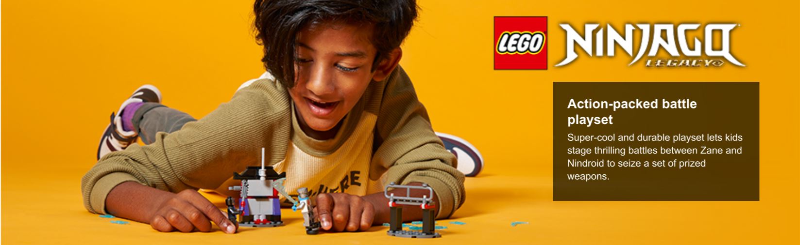 child playing with lego ninja figures