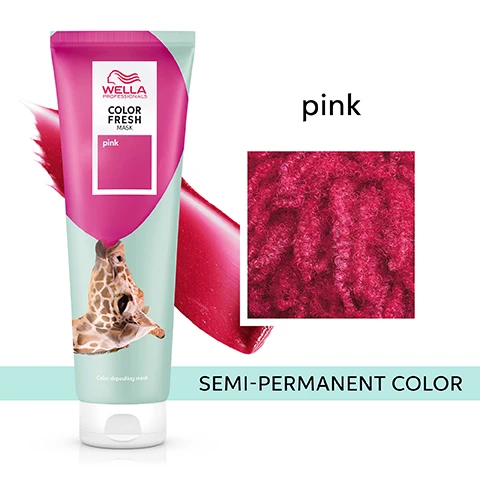image 1, pink semi permanent colour. image 2, before - hair previously pre lightened. after = colour fresh mask pink applied to all the hair. image 3, moisturised and smooth hair. image 4, zero damage formula. image 5, results visible in 10 minutes. image 6, before (pre lightened or balayage highlights, level 8/0 and after on low porosity hair. results not noticeable on darker levels. image 6, for best results use with fusion shampoo and conditioner. image 7, 4 natural looking shades.