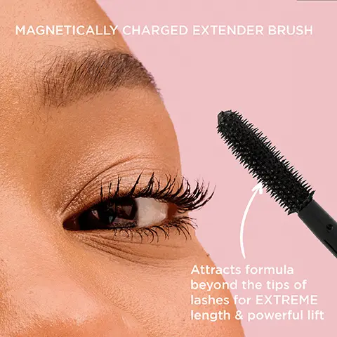 Image 1, MAGNETICALLY CHARGED EXTENDER BRUSH Attracts formula beyond the tips of lashes for EXTREME length & powerful lift Image 2, BEFORE WOW! Image 3, EXTREME LENGTH FOR DIFFERENT LASH TYPES short curly thick Image 4, they're read BAD gal BANGI LENGTHENING FANNING VOLUMIZING CURLING by Roller Lash I they're Real MAGNET- LENGTHENING EXTREME