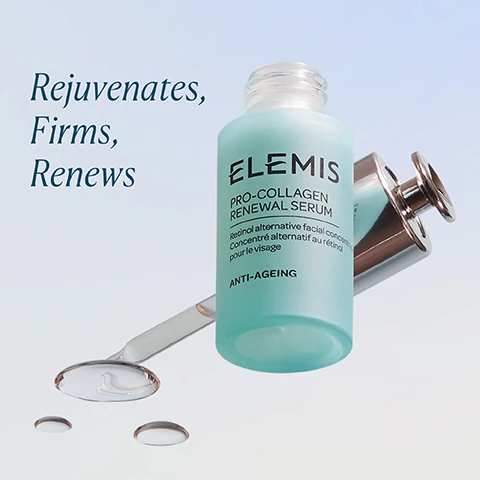 image 1, rejuvenates, firms and renews. image 2, clinically proven to reduce the appearance of expression lines and wrinkles. to improve the feeling of skin firmness and elasticity. image 3, retinol alternative extracts = helps reduce the appearance of fine lines and wrinkles. padina pavonica = supports hydration. red microalgae = helps protect the skin from moisture loss.