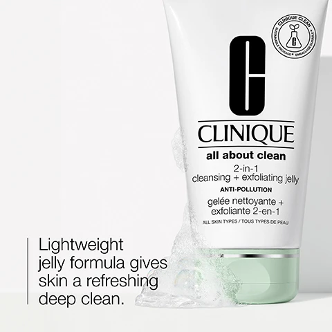 image 1, lightweight jelly formula gives skin a refreshing deep clean. image 2, salycylic acid, bamboo powder. image 3, free of fragrance and drying alcohol.