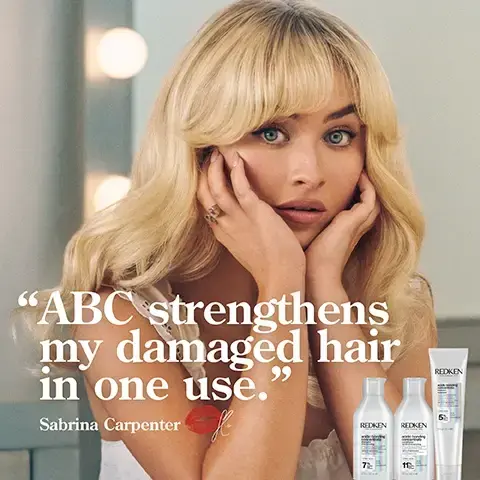 Image 1 - A woman with long blonde hair and a surprised expression is touching her face, sitting beside three hair care products, with the text ABC strengthens my damaged hair in one use. Sabrina Carpenter.
              Image 2 - A person holds a tube of Redken hair product with visible benefits stated: up to 11x smoother hair, 78% less visible split ends, and heat protection up to 230°C.
              Image 3 - Image shows a person with curly hair, divided into two sections: the left side displays frizzy, dull hair marked as BEFORE and the right side shows shiny, well-defined curls labeled AFTER ONE USE*. Visible text includes SYSTEM OF ACIDIC BONDING CONCENTRATE INTENSIVE TREATMENT, SHAMPOO, CONDITIONER & LEAVE IN VS. UNDAMAGED HAIR.
              Image 4 - Image shows a side-by-side comparison of a womans long blonde hair with the left side labeled Before showing dry, frizzy hair, and the right side labeled After One Use showing smooth and healthy hair with visible text stating SYSTEM OF ACIDIC BONDING CONCENTRATE SHAMPOO, CONDITIONER & LEAVE-IN.
              Image 5 - A textured background of white cream and bubbles with the text CITRIC ACID + BONDING CARE COMPLEX HELPS REPAIR BONDS + PREVENT FUTURE DAMAGE prominently displayed in black.
              Image 6 - A tube of Redken Acidic Bonding Concentrate leave-in treatment is displayed on a light background, with five golden stars above it and quotation text reading the best leave-in treatment I have ever used my hair looks better & better after each use, along with a note that the product was received from Marie Claire Beauty Drawer, Nov 2021.
              Image 7 - A person with long hair holds a hand under a tube of Redken leave-in treatment, with text above stating LOVED BY PROS and a quote below from Lorna Valente, a hairstylist at Percy & Reed Salon, describing the products effectiveness.