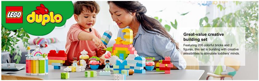 toddler and mother building lego set