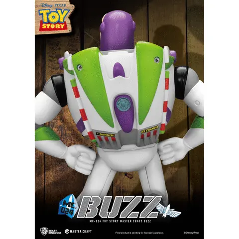 Gif showing the model from multiple angles. Text on screen reads. Disney Pixar Toy Story. MC-024 Buzz. Toy Story master craft Buzz