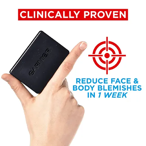 Image 1, clinically proven reduce face and body blemishes in 1 week. Image 2, cruelty free international officially approved under the leaping bunny programme