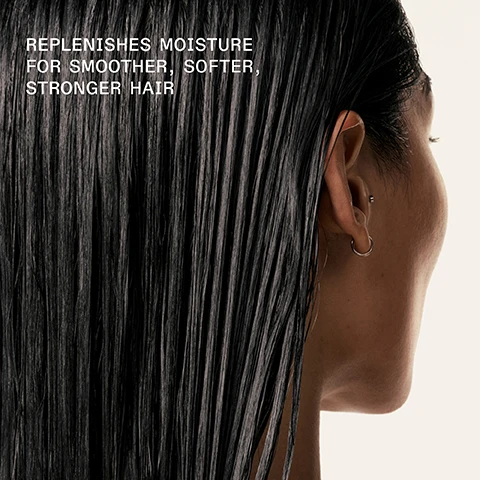 Image 1 - A close-up image of a persons hair showcasing sleek, wet black strands with the text REPLENISHES MOISTURE FOR SMOOTHER, SOFTER, STRONGER HAIR displayed prominently.
              Image 2 - A bottle of OLAPLEX No. 8 Bond Intense Moisture Mask is shown with water splashing around it, featuring visible text that states 90% MORE CONDITIONING, SMOOTHER, EASIER DETANGLING, PATENTED TECHNOLOGY • OLAPLEX.COM, MOISTURIZES, SMOOTH, ADDS BODY & SHINE, and ALL HAIR TYPES.
              Image 3 - A side-by-side comparison of hair showing frizzy texture on the left labeled BEFORE and defined curls on the right labeled AFTER, with the text below stating UNTHEUCH IMAGES* *Results may vary. Results achieved by cleansing with N°4 Bond Maintenance® Shampoo, treating hair with N°8 Bond Intense Moisture Mask, and applying N°9 Bond Protector Nourishing Hair Serum to damp hair before styling.
              Image 4 - A side-by-side comparison shows unstyled, frizzy brown hair on the left labeled BEFORE and smooth, shiny brown hair on the right labeled AFTER, with additional text below stating UNRETOUCHED IMAGES and notes about product results.
              Image 5 - Image shows two bottles of hair care products, one labeled OLAPLEX No.4C Bond Maintenance Clarifying Shampoo and the other OLAPLEX No.8 Bond Intense Moisture Mask, with text highlighting their benefits of deep cleansing and moisturizing.
