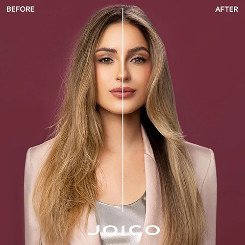 Image 2 - Before and after image showing a woman with frizzy hair on the left and smooth hair on the right with text BEFORE, AFTER, and JOICO. Image 3 - A bottle of Joico Defy Damage Sleepover Overnight Nourishing Treatment 100 ml / 3.38 fl oz is displayed next to text reading SLEEPOVER OVERNIGHT NOURISHING TREATMENT for all hair types Nourishes hair and strengthens bonds while you sleep Instantly softens and smooths hair. Image 4 - A white and purple bottle of hair treatment with a silver cap, surrounded by illustrations of ingredients like powder, liquid drops, gel, and leaves, along with explanatory text boxes, featuring text JOICO DEFY DAMAGE SLEEPOVER OVERNIGHT NOURISHING TREATMENT TRAITEMENT NOURRISSANT DE NUIT TRATAMIENTO NUTRITIVO NOCTURNO SmartRelease 100 ml / 3.38 fl oz Arginine: Products containing this amino acid help protect hair and rebuild it from the inside out. Protective Lipid: A first line of defense that helps prevent thermal, chemical, styling, and UV damage. Moringa Seed Oil: Rich in antioxidants, vitamins A and E, zinc & silica. Helps boost shine and softness. Image 5 - An image displaying the Joico Defy Damage Sleepover Routine with the products for each step followed by all visible text: DEFY DAMAGE SLEEPOVER ROUTINE STEP 1: SHAMPOO PROTECTIVE SHAMPOO for bond strengthening & color longevity SHAMPOOING PROTECTEUR pour renforcer les liaisons et prolonger la durée de la couleur CHAMPÚ PROTECTOR para reforzar enlaces y prolongar el color 300 ml / 10.1 fl oz SmartRelease STEP 2: CONDITION / TREAT PROTECTIVE CONDITIONER for bond strengthening & color longevity REVITALISANT PROTECTEUR pour renforcer les liaisons et prolonger la durée de la couleur ACONDICIONADOR PROTECTOR para reforzar enlaces y prolongar el color 250 ml / 8.5 fl oz OR PROTECTIVE MASQUE for bond strengthening & color longevity MASQUE PROTECTEUR pour renforcer les liaisons et prolonger la durée de la couleur MASCARILLA PROTECTORA para reforzar enlaces y prolongar el color 150 ml / 5.1 fl oz SmartRelease STEP 3: TREAT SLEEPOVER OVERNIGHT NOURISHING TREATMENT TRAITEMENT NOURRISSANT DE NUIT TRATAMIENTO NUTRITIVO NOCTURNO 100 ml / 3.38 fl oz SmartRelease. Image 7 - Three Joico Defy Damage hair products are displayed with text JOICO the joi of healthy hair Prevent daily damage, for loveable, healthy hair.