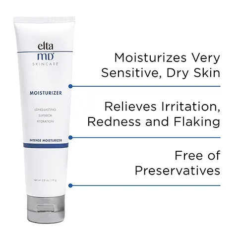 Image 1, Moiturizes very sensitive dry skin, relieves irritation, redness and flaking and free of preseratives. Image 2, dermatologist recommended skin care. Image 3, formulated with Petrolatum to add in and retain moisture. Image 4, Melts on contact and retains 90% of skin's moitsure for at least 12 hours. Image 5, Verified customer: This moisturizer has saved my skin It makes it soft and beautiful. Image 6, Paraben free, vegan, noncomedogenic, fragrance free and senstivity free. Image 7, Apply daily to dampened skin. Gently apply only a pearl size amount with your fingertips. After two minutes, pat off any excess. Image 8, complete your regimen, foaming facial cleanser, moiturize, UV lotion and UV restore