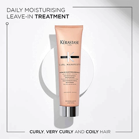  Image 1, Daily moisturising leave-in treatment- curly, very curly and coily hair. Image 2, Curl Manifesto, up to 87% stronger curls, more nourishment, more curl definition. Image 3, Key ingredients, ceramide, manuka honey. Image 4, Before and After image- Illustration of the anticipated results obtained after applying the products bain hydrant douceur fondant hydration essentielle, creme de jour fondamentale and gelee Curl contour after one use and styling. Results may vary from one individual to another. Image 5, Curl Manifesto Vernon Francois, Hairdresser, I love when my clients embrace their natural curls and coils with confidence. To hydrate, strength and enhance curl definition. I recommend Curl Manifesto as its enriched with hydrating manuka honey. 