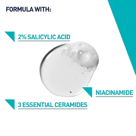 Image 1, formula with 2% salicylic acid, niacinamide, 3 essential ceramides. image 2, cleanses without distrupting the skin barrier. reduces the appearance of blemishes and blackheads. unclogs and improves the appearance of pores. removes excess oil. for blemish prone skin. image 3, cleansers for every skin type. developed with dermatologists find yours. image 4, everyday routine for blemish prone skin. serum to target post acne marks. image 5, penetrates pores to help eliminate the cause of spots and blemishes. developed with dermatologists.