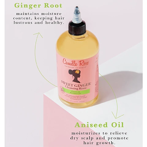 ginger root, maintains moisture content, keeping hair lustrous and healthy. aniseed oil moisturises to relieve dry scalp and promote hair growth.