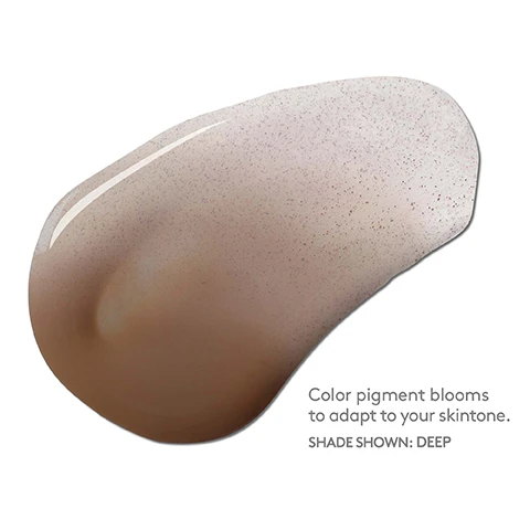 Image 1, colour pigment blooms to adapt to your skintone. image 2, all models are wearing face shield flex. image 3, sunforgettable total protection face shield flex SPF 50. SPF 50, zinc oxide 12%, water resistant (40 minutes), patented enviroscreen technology. reef safe, cruelty free, non nano