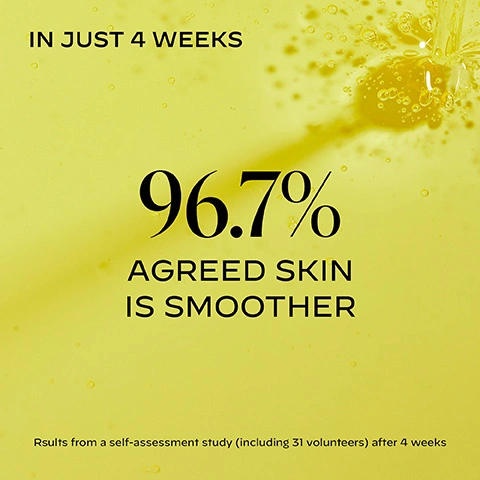 Image 3 - A vibrant yellow background with a thick liquid pouring from the top right creating bubbles and splashes, next to the text IN JUST 4 WEEKS 96.7% AGREED SKIN IS SMOOTHER Results from a self-assessment study (including 31 volunteers) after 4 weeks. Image 4 - A yellow bottle of Zelens Power A Vitamin A Concentrate is shown next to text presenting clinical results, which include CLINICALLY PROVEN RESULTS, WRINKLE DEPTH REDUCTION OF UP TO 31.0%, SKIN RADIANCE INCREASE OF UP TO 29.2%, SKIN FIRMNESS INCREASE OF UP TO 27.2%, and Results from clinical trial (including 31 volunteers) after 4 weeks of use. Image 5 - The image shows a ZELENS Power A Vitamin A Concentrate bottle with yellow serum dripping, and three panels illustrating its ingredients: one with clear liquid and bubbles, another with green kale and a sliced orange squash, and a third with an olive branch containing green olives; the text includes ZELENS POWER A VITAMIN A CONCENTRATE, RETINOL High potency Vitamin A concentrate with liposome encapsulated retinol and two retinoid esters at a combined concentration of 1%, PROPRIETARY BOTANICAL BLEND A unique botanical blend containing 6 plant extracts rich in Vitamin A including Sweet Potato, Pumpkin, Carrot, Tomato, Kale and Squash, and SQUALANE Derived from olive oil, mimics natural skin lipids and therefore reinforces skin barrier, replenishes lipids, prevents moisture loss and restores skins suppleness. Image 6 - Two Zelens skincare bottles are displayed side by side; the left bottle, for AM use, contains a clear liquid and is labeled AM BRIGHTEN POWER C ZELENS POWER C VITAMIN C CONCENTRATE; the right bottle, for PM use, contains a yellow liquid and is labeled PM RENEW POWER A ZELENS POWER A VITAMIN A CONCENTRATE. Image 8 - A testimonial graphic on a light beige background with black quotation marks displays the text Power A is a highly potent retinol formula. I recommend it if you are looking to improve the texture and the tone of your skin, or reduce the appearance of fine lines and wrinkles DR MARKO LENS Zelens founder & formulator. Image 9 - Three Zelens Power A Vitamin A Concentrate skincare bottles are stacked in a pyramid shape next to a five-star customer review that reads: This is the second bottle I have bought as I love it! Its gentle but very effective. - MARY.