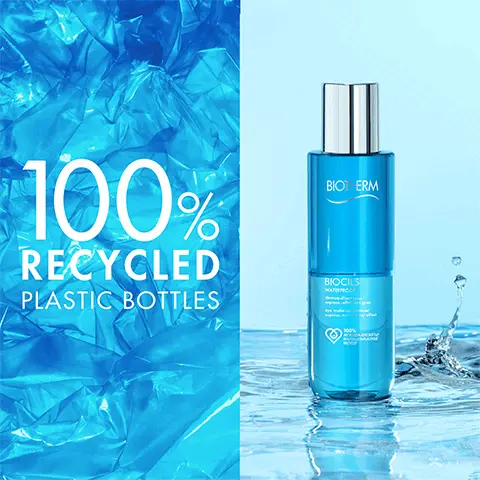 Image 1, 100% recycled plastic bottles. Image 2, We are reducing our virgin plastic use. Image 3,Now in 100% recycled plastic. Image 4, 70000 recycled plastic bottles