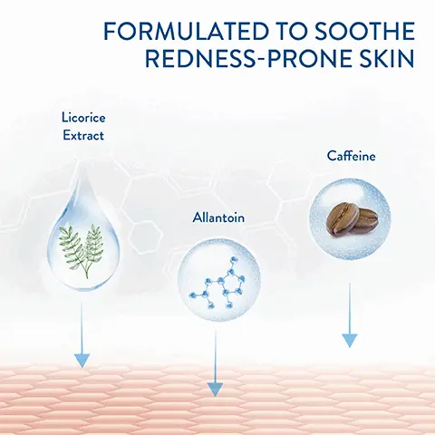 Image 1, formulated to soothe redness-prone skin, Licorice extract, allantoin and caffeine. Image 2, Hypoallergenic, fragrance-free and won't clog pores. Image 3, Hydrates to reduce appearance of redness overnight. Image 4, Defends against dryness, irritation, roughness, tightness and weakened skin barrier