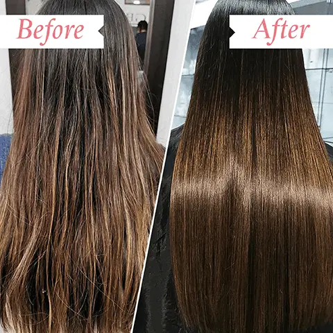 Image 1, Before After Image 2, Hair FELT REPAIRED* Hair was VISIBLY LESS DAMAGED* Hair felt STRONGER and LESS BRITTLE** *87% AGREED AFTER FOUR WASHES - INDEPENDENT USER TRIALS **84% AGREED AFTER FOUR WASHES - INDEPENDENT USER TRIALS KINGSLEY PHILIP BOND BUILDER