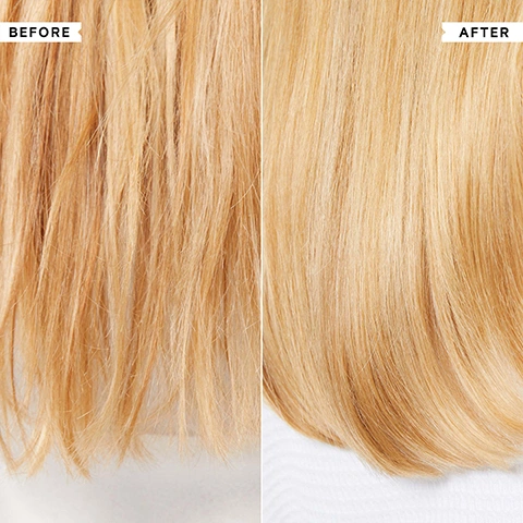Image 1 - A split image shows a before and after comparison of blonde hair, with the left side depicting dry, frizzy hair labeled BEFORE, and the right side showing smooth, shiny hair labeled AFTER. Image 2 - A white tube of Philip Kingsley Bond Builder hair product with a pink label is shown next to text stating After four washes, 87% reported hair felt REPAIRED and was VISIBLY LESS DAMAGED*, 84% reported hair felt STRONGER and LESS BRITTLE*, *INDEPENDENT USER TRIALS, and the product itself is labeled PHILIP KINGSLEY, BOND BUILDER, Repairs, strengthens and protects, Répare, fortifie et protège, RESTRUCTURING TREATMENT, SOIN RESTRUCTURANT, 150ml 5.07 fl oz. Image 3 - A hand holds a white tube of Philip Kingsley Bond Builder Structuring Treatment against a light grey background with text Hair is up to 3X MORE RESISTANT TO DAMAGE*, *MEAN INCREASE 2.79X AFTER 5 TREATMENTS COMPARED TO A SINGLE TREATMENT - INDEPENDENT INSTRUMENTAL TEST RESULTS, and the tube reads PHILIP KINGSLEY BOND BUILDER Repairs, strengthens and protects Répare, fortifie et protège STRUCTURING TREATMENT SOIN RESTRUCTURANT 150ml 5.07 fl oz.
