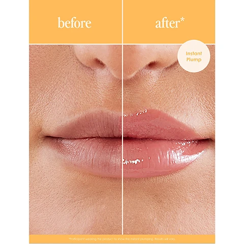 Image 1 - Image showing a close-up of a persons lips divided into two sections labeled before and after, with the after section indicating an increase in plumpness and volume; visible text includes Instant Plump in a circle and the note about participant results varying.
              Image 2 - Image shows a comparison of lips before and after using a product, with the top labeled as before showing dull, dehydrated lips with fine lines and wrinkles, and the bottom labeled as after showing increased overall lip volume with more hydrated, fuller looking lips.
              Image 3 - A grid of six images displaying various lip gloss shades on a models lips, labeled as pale rose, toasted apricot, spicy mauve, sunbaked sedona, barely there, and clear.
              Image 4 - An image of a GrandeLIPS Hydrating Lip Plumper with a gold and white tube on a soft yellow background, featuring text that reads fuller looking lips minus the sting, along with bullet points stating plumps through hydration instead of irritation, no stinging or burning effect, and unique cushion applicator easily wipes clean.
              Image 5 - A woman with long blonde hair and hoop earrings smiles while holding a lip product, with an orange background that features text about the products benefits: 3-5 mins instantly improves lip volume & hydrates dry areas, 30 days see a long-term increase in overall lip volume when used 2x daily.
              Image 6 - A close-up image of a womans lips with a lip treatment applicator, displaying the text 90% saw fuller looking lips* in the lower right corner.
              Image 7 - A woman with curly hair holds a lip treatment pen to her lips against a bright orange background, featuring the text hydrating + plumping and a quote about using the product at night.
              Image 8 - An infographic comparing GrandeLIPS to other lip plumpers, highlighting features like hydration, collagen infusion, plumping effects, and a sanitary silicone applicator with checkmarks for GrandeLIPS and crosses for other plumpers.