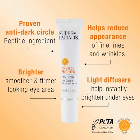 proven anti dark circle peptide ingredient. help reduce appearance of fine lines and wrinkles. brighter smoother and firmer looking eye area. light diffusers help instantly brighten under eyes. peta approved - cruelty free. dermatologically tested