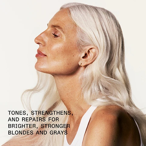 Image 1 - A profile view of a woman with long, straight white hair and a glowing complexion, wearing a white top, accompanied by the text TONES, STRENGTHENS, AND REPAIRS FOR BRIGHTER, STRONGER BLONDES AND GRAYS.
              Image 2 - A bottle of Olaplex shampoo is tilted, pouring out a vibrant purple liquid, with text that reads 3X BRIGHTER HAIR* *Compared to top purple shampoos.
              Image 3 - Image showing a side-by-side comparison of hair before and after treatment, with BEFORE on the left and AFTER on the right; visible text at the bottom includes UNRETOUCHED IMAGES, followed by instructions on the product usage.
              Image 4 - Image shows a side-by-side comparison of hair before and after treatment, with the left side frizzy and unkempt labeled BEFORE, and the right side smooth and defined labeled AFTER, along with the text UNTOUCHED IMAGES* *Results may vary. Results achieved by cleansing with N°4P Blonde Enhancer™ Toning Shampoo, conditioning with N°5P Blonde Enhancer™ Toning Conditioner, and applying N°9 Bond Protector Nourishing Hair Serum to damp hair before styling.
              Image 5 - Image compares two sections of hair labeled BEFORE on the left, showing a brassy blonde tone, and AFTER on the right, displaying a cooler, more refined blonde; visible text includes UNTOUCHED IMAGES, Results may vary. Results achieved by cleansing with N°4P Blonde Enhancer™ Toning Shampoo, conditioning with N°5P Blonde Enhancer™ Toning Conditioner, and applying N°9 Bond Protector Nourishing Hair Serum to damp hair before styling.
              Image 6 - Image features two bottles of OLAPLEX hair products, labeled as OLAPLEX No.4P Blonde Enhancer Toning Shampoo on the left and OLAPLEX No.5P Blonde Enhancer Toning Conditioner on the right, with accompanying text highlighting benefits such as Brighten + Strengthen and Brighten + Smooth along with the tagline Add No.5P for Hydrated, Visibly Healthy Hair.