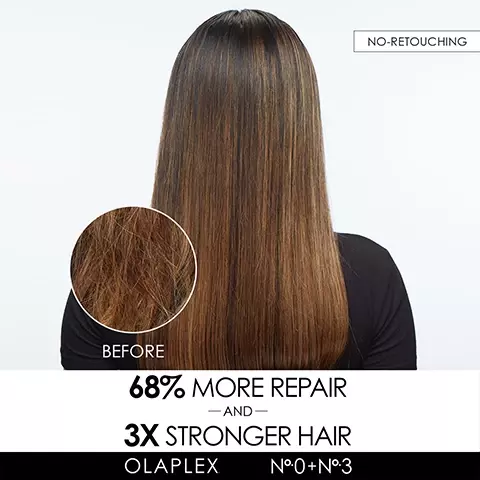 Image 1, 2 and 3, 68% more repair and 3 times stronger hair with olaplex no 0 and no 3. Image 3, before you wash your hair no 0 intensive bond building treatment intensifies repair to boost no3 for 3 times stronger hair + no 3 hair perfector reduces breakage and visibly strengthens hair. Image 4, The environment come first, together with out updated carbon negative footprint from 2015 to 2021. We eliminate 35mm pounds of GHG from being emitted to the environment. We save 44k gallons of water from being wasted. We protect 57mm trees from being deforested. Image 5, hair cuticle before and after