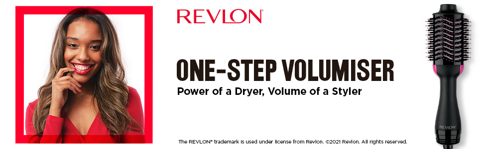 REVION ONE-STEP VOLUMISER Power of a Dryer, Volume of a Styler The REVLON tademark is used under license trom Revion. 2021 Revion. All rigncs reserved
