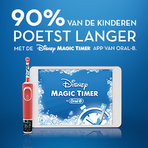90% van der kinderen poetst langer met de Disney magic timer app van oral-b