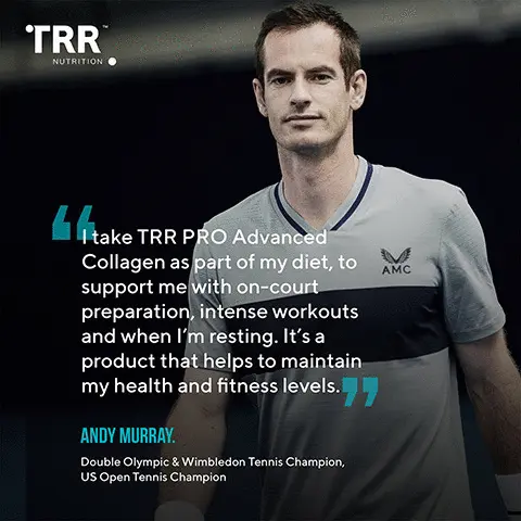 
              FIFA\ I take TRR PRO Advanced Collagen as part of my diet, to support me with on-court preparation, intense workouts and when I'm resting. It's a product that helps to maintain soy health and fitness levels. Every batch of IRA PRO Advanced Collagen has been tested for banned substances by Informed-Sport. Products undergo rigorous testing using ISO 17025 accredited methods to provide the highest level of assurance for athletes. Mix with water or '0 adci to your favourite smoothie . 
              Drink one a day e . ADVANCED COLLAGEN 
              NUTRITIONAL INFORMATION 
              VITAMIN I MORK MIDI  COPPER MARINHOLLAG. 80 m9 15009 11010 mg 100% GLOIOSAMINE 500 m9 OURECIRMi 375 m9 0000011 ACID .9 TURMERIC MAW 100 mg XIMNIVIRIKE MOE 