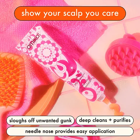 show your scalp you care, sloughs off unwanted gunk, deep cleans + purifies, needle nose provides easy application. BEFORE, AFTER reset ielly exfoliating shampoo. scalp-loving ingredients, SALICYLIC ACID gently exfoliates the 
              SEA SALT contains minerals like, magnesium + calcium, INDIAN CRESS enriches hair with antioxidants. For a healthier scalp PINK CLAY + CHARCOAL absorb dirt, oil, + odors. BEFORE, AFTER, hair unretouched. BEFORE, AFTER, hair unretouched. BEFORE, AFTER, hair unretouched.